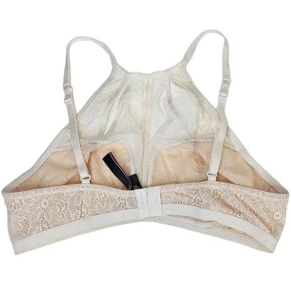 Victoria's Secret High Neck  Lace Bralette Size Large Ivory Nude - Picture 6 of 7